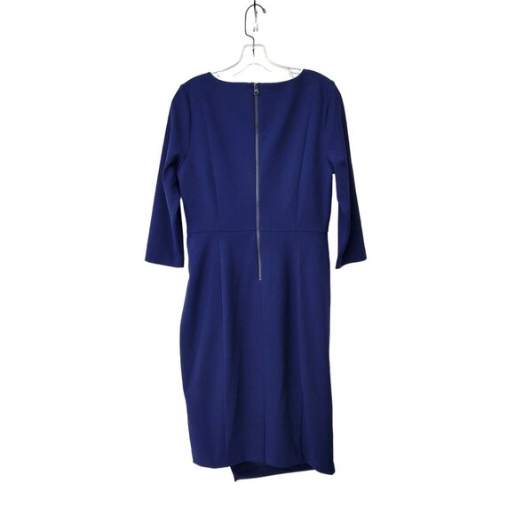 NYDJ Women's 3/4 Sleeve Midi Sheath Dress Size 10 Blue - Picture 2 of 5